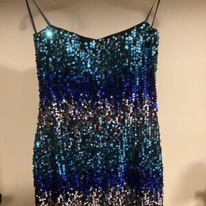 Blue and Silver Sequin Dress